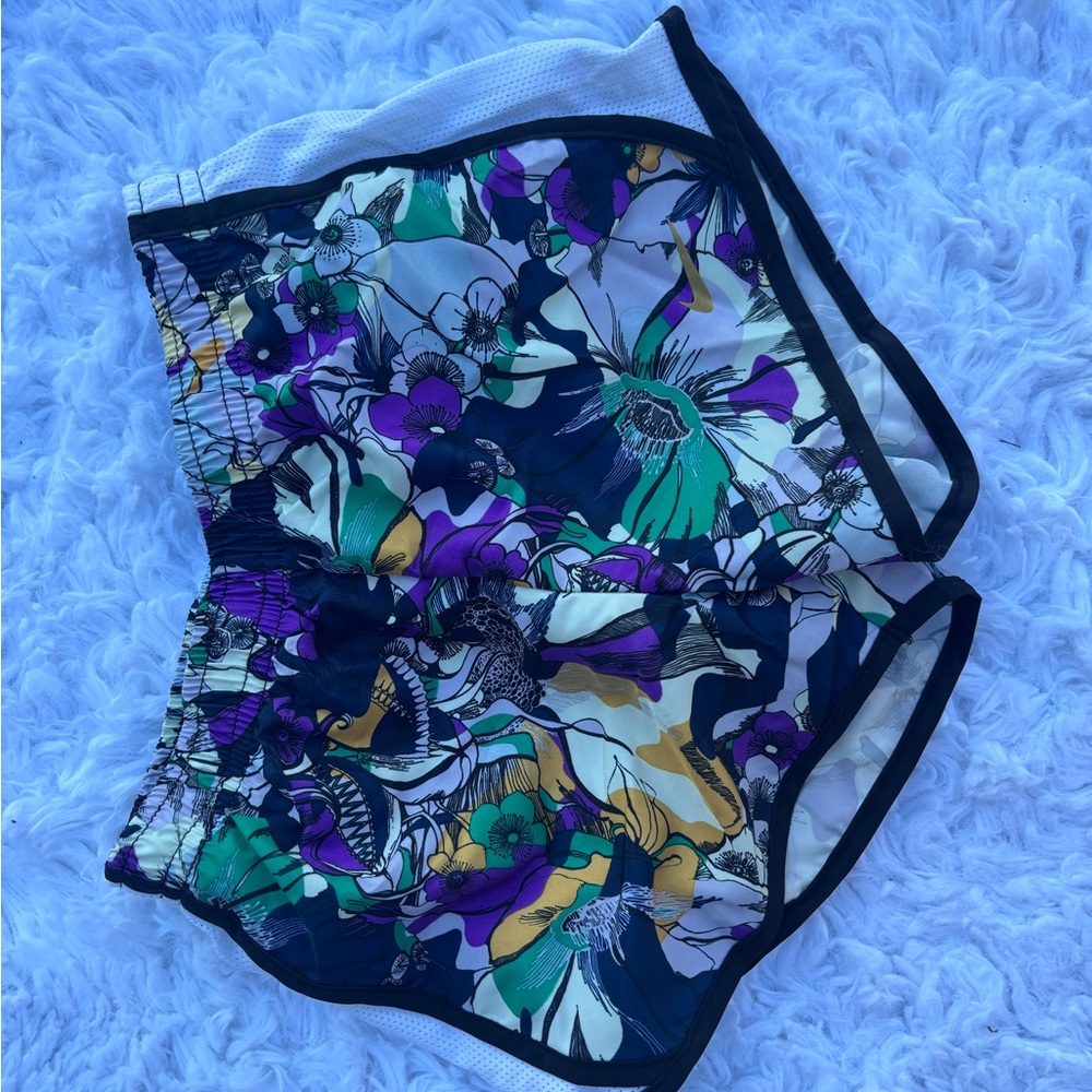 Nike Floral Print Shorts with Black Trim